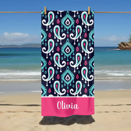 Monogramm für die Bezeichnung "Navy und Pink Ikat  Strandtuch