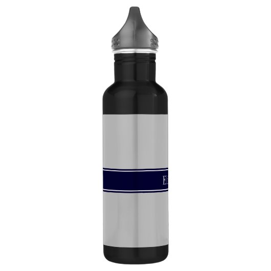 Monogramm für die Bezeichnung "Solid Gray Navy Blu Trinkflasche (Links)