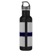 Monogramm für die Bezeichnung "Solid Gray Navy Blu Trinkflasche (Rückseite)