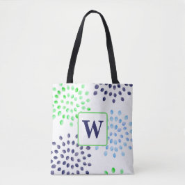 Monogramm für die blaue Blume von Aquarellfarbe Tasche
