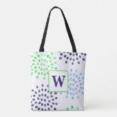Monogramm für die blaue Blume von Aquarellfarbe Tasche (Rückseite)