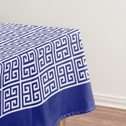 Monogramm für die blaue griechische Schlüsselgrenz Tischdecke (Beispiel)