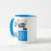 Monogramm für die blaue und weiße Grafik Tasse (Vorderseite Links)