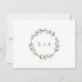 Monogramm für die blaue Wasserfarbe Dankeskarte (Vorderseite)