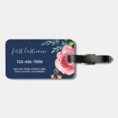 Monogramm für die Blume Navy und Painted Watercolo Gepäckanhänger (Rückseite horizontal)