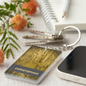 Monogramm für die coole Gold-Computerplatine Schlüsselanhänger (Vorderseite rechts)