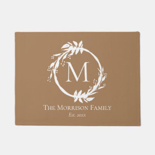Monogramm für die elegante Beige-Weiße Bezeichnu Fußmatte