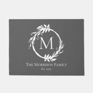 Monogramm für die elegante grauweiße Bezeichnung Fußmatte