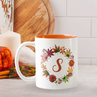 Monogramm für die Ernte im Herbst Zweifarbige Tasse