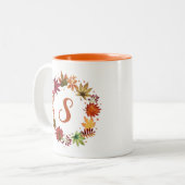 Monogramm für die Ernte im Herbst Zweifarbige Tasse (Vorderseite Links)