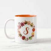 Monogramm für die Ernte im Herbst Zweifarbige Tasse (Links)