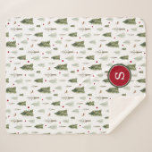 Monogramm für die Farbe des grünen Pine Winter Foo Sherpadecke (Vorderseite (Horizontal))