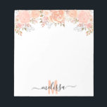 Monogramm für die farbige Blume Peach Notizblock<br><div class="desc">Dieses Design kann in dem Bereich personalisiert werden, der durch das Ändern des Fotos und/oder Textes zur Verfügung gestellt wird. Sie können auch angepasst werden, indem Sie auf Vorlage personalisieren klicken und dann auf die Schaltfläche klicken, um weitere Optionen anzupassen, um die Hintergrundfarbe zu löschen oder zu ändern, Text hinzuzufügen,...</div>