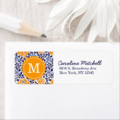 Monogramm für die Floral-Damast-Navy und Orange Re (Insitu)