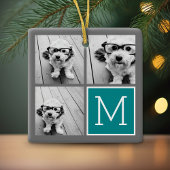 Monogramm für die graue und Aquamarine Fotomateria Keramikornament