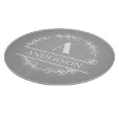 Monogramm für die graue, weiße Krustenfamilie Schneidebrett (Ecke)