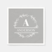 Monogramm für die graue, weiße Krustenfamilie Serviette (Vorderseite)