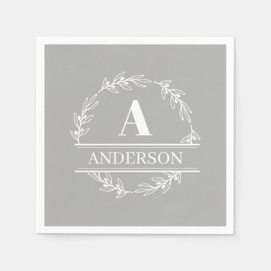 Monogramm für die graue, weiße Krustenfamilie Serviette (Vorderseite)