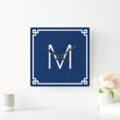 Monogramm für die Grenze zwischen der Marine und W Quadratische Wanduhr (Zuhause)