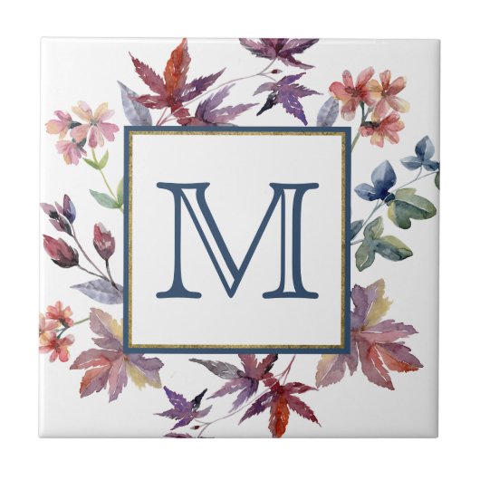 Monogramm für die Grenzen des Herbstes Fliese (Vorderseite)