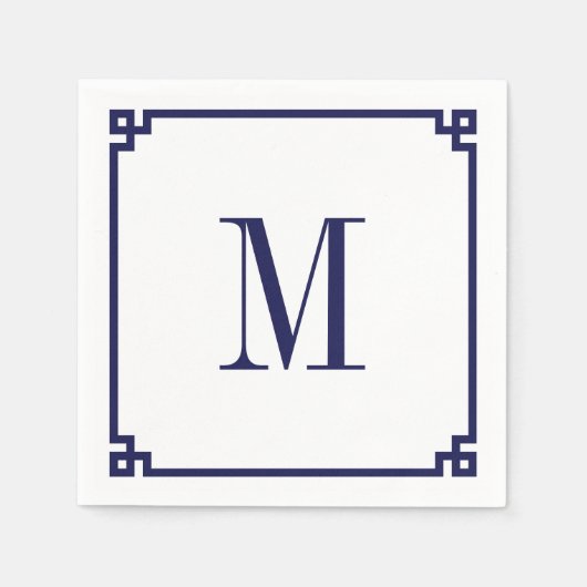 Monogramm für die griechische Schlüsselgrenzensper Serviette (Vorderseite)