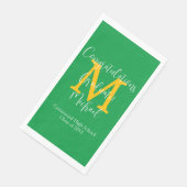 Monogramm für die grüne goldene Graduation Serviette (Ecke)
