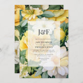 Monogramm für die Hochzeit von Gelb, Weiß und Grün Einladung (Vorne/Hinten)