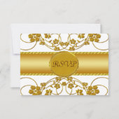 Monogramm für die Hochzeit von Gold und Weiß RSVP Karte (Vorderseite)