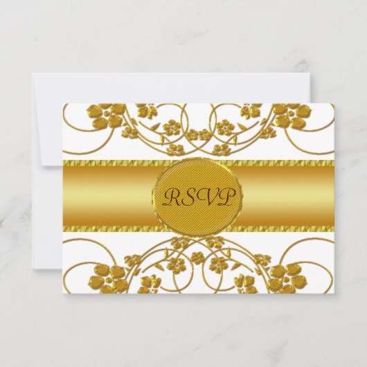 Monogramm für die Hochzeit von Gold und Weiß RSVP Karte (Vorderseite)