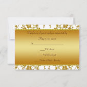 Monogramm für die Hochzeit von Gold und Weiß RSVP Karte (Rückseite)