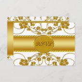 Monogramm für die Hochzeit von Gold und Weiß RSVP Karte (Vorne/Hinten)