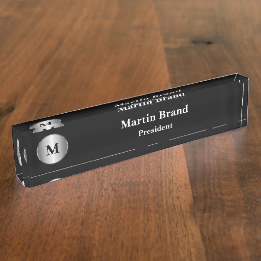 Monogramm für die klassische Führungskraft Namensplakette (Seite)