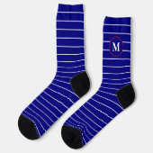 Monogramm für die klassische Navy Blue und White S Socken (Linkes Detail)
