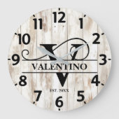 Monogramm für die Lebensdauer von rustikalen Betri Große Wanduhr (Vorderseite)
