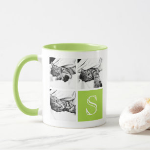 Monogramm für die Limone und weiße Grafik Tasse