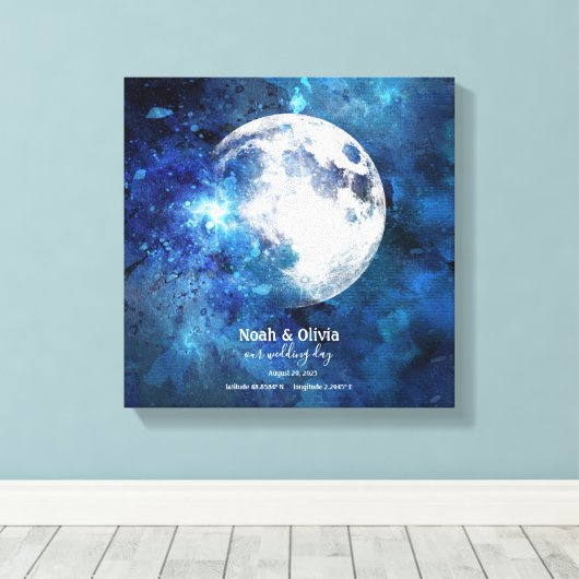 Monogramm für die personalisierte Mondphase Leinwanddruck (Insitu (Holzboden))