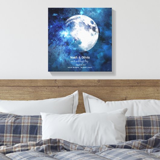 Monogramm für die personalisierte Mondphase Leinwanddruck (Insitu (Schlafzimmer))