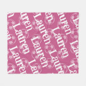 Monogramm für die rosa und weiße Neuheit Fleecedecke (Vorderseite (Horizontal))