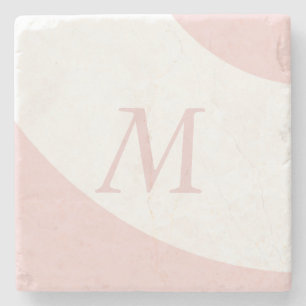Monogramm für die rosa und weiße Swirbelausführung Steinuntersetzer