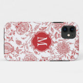 Monogramm für die rote und weiße Blume Case-Mate iPhone Hülle (Rückseite (Horizontal))
