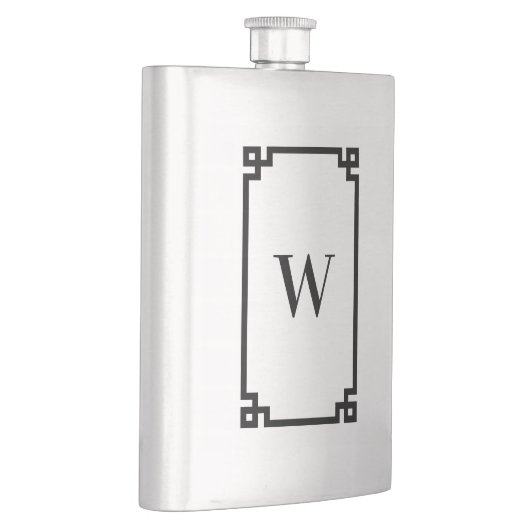 Monogramm für die schwarze griechische Schlüsselgr Flachmann (Rechts)