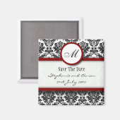 Monogramm für die schwarze und burgundliche Damask Magnet (Vorderseite/Rückseite)