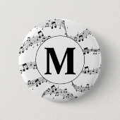 Monogramm für die Schwarzweiß-Musiknote Button (Vorderseite)