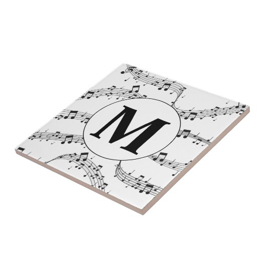 Monogramm für die Schwarzweiß-Musiknote Fliese (Seite)