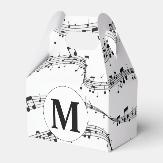 Monogramm für die Schwarzweiß-Musiknote Geschenkschachtel (Rückseite)
