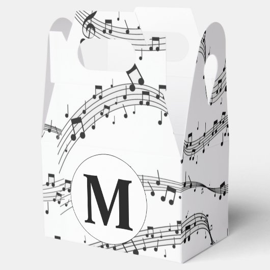 Monogramm für die Schwarzweiß-Musiknote Geschenkschachtel (Geöffnet)
