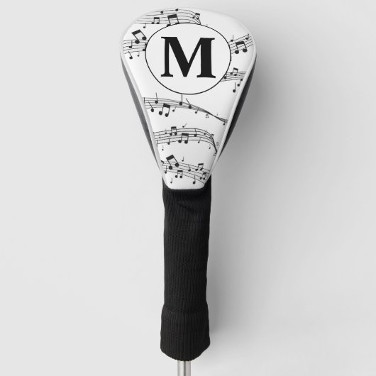 Monogramm für die Schwarzweiß-Musiknote Golf Headcover (Vorderseite)