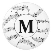 Monogramm für die Schwarzweiß-Musiknote Keramikknauf (Vorderseite)