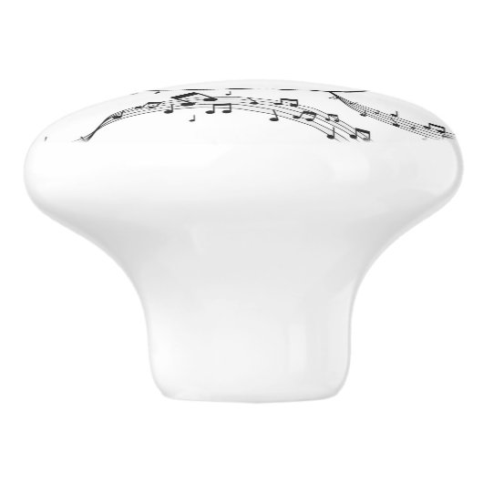 Monogramm für die Schwarzweiß-Musiknote Keramikknauf (Seitenansicht)