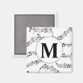 Monogramm für die Schwarzweiß-Musiknote Magnet (Vorderseite/Rückseite)